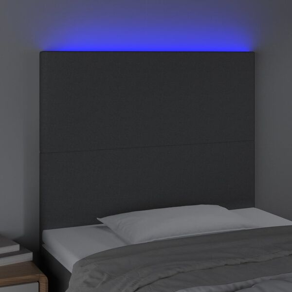 vidaXL T&ecirc;te de lit &agrave; LED Gris fonc&eacute; 80x5x118/128 cm Tissu