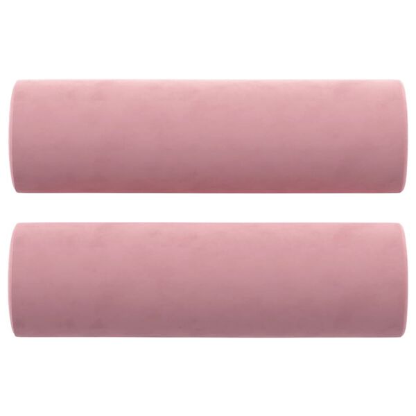 vidaXL Coussins décoratifs lot de 2 Rose Ø15x50 cm Velours