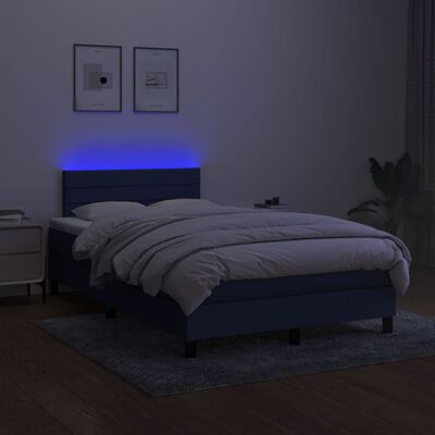 vidaXL Sommier à lattes de lit matelas et LED bleu 120x190 cm tissu