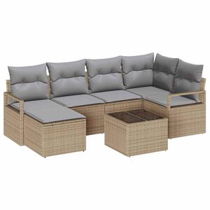 vidaXL Ensemble de Canap&eacute;s avec coussin 7 pcs Beige polyrotin