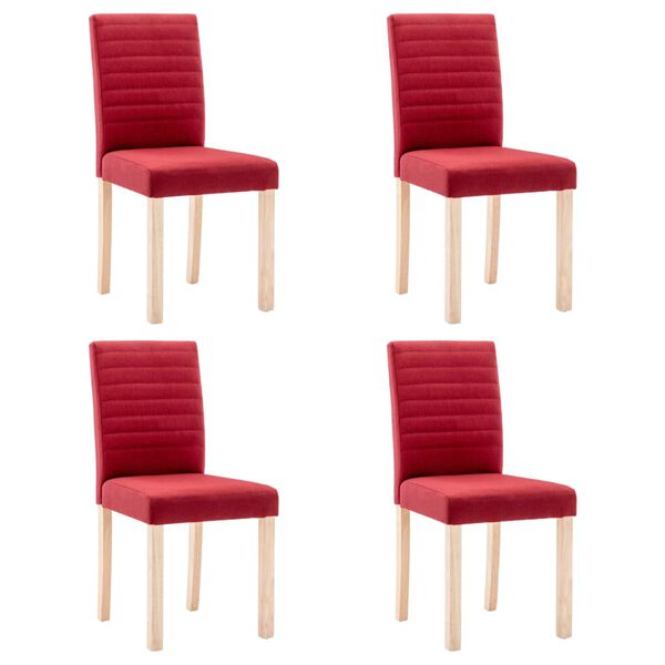 vidaXL Chaises &agrave; manger lot de 4 rouge bordeaux tissu