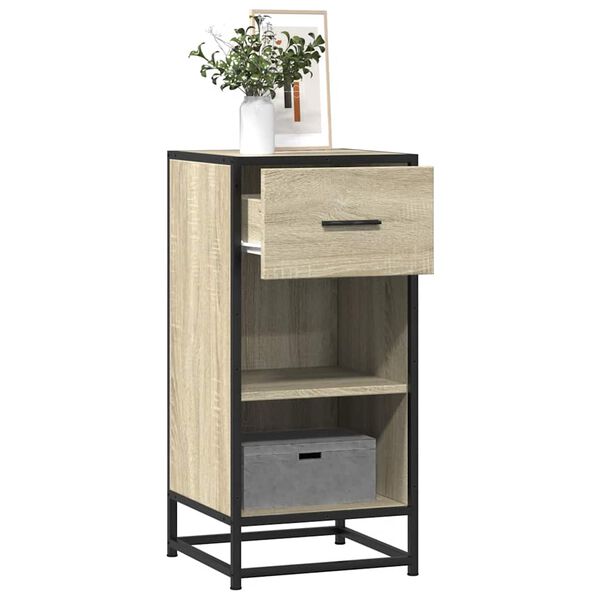 vidaXL Buffet ch&ecirc;ne sonoma 35,5x35x76 cm bois d'ing&eacute;nierie et m&eacute;tal