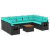 vidaXL Ensemble de canap&eacute; de jardin 10 pcs avec coussins noir r&eacute;sine tress&eacute;e