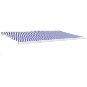 vidaXL Auvent r&eacute;tractable bleu et blanc 5x3 m tissu et aluminium