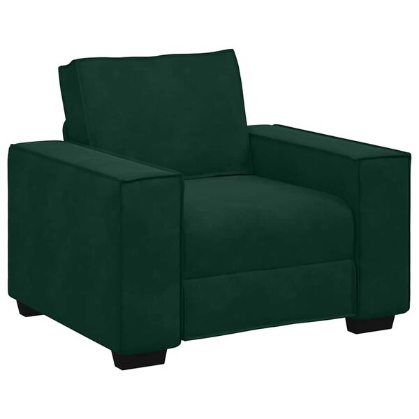vidaXL Ensemble de canap&eacute;s 3 pcs avec coussins Vert fonc&eacute; Velours