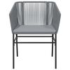 vidaXL Ensemble &agrave; manger jardin coussins 3 pcs gris poly rotin verre