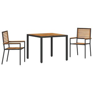 vidaXL Ensemble de salle &agrave; manger pour jardin 3 pc Noir et Marron