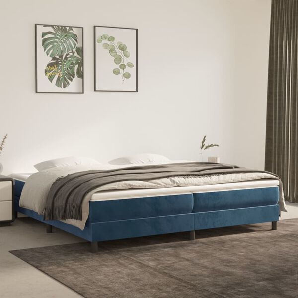 vidaXL Cadre de lit bleu fonc&eacute; 200x200 cm velours
