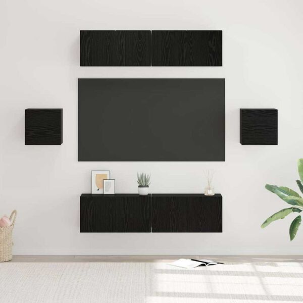 vidaXL Ensemble meuble TV 6 pcs Ch&ecirc;ne noir Bois d'ing&eacute;nierie