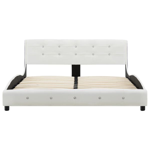 vidaXL Lit avec matelas &agrave; m&eacute;moire de forme Blanc Similicuir 140x200 cm
