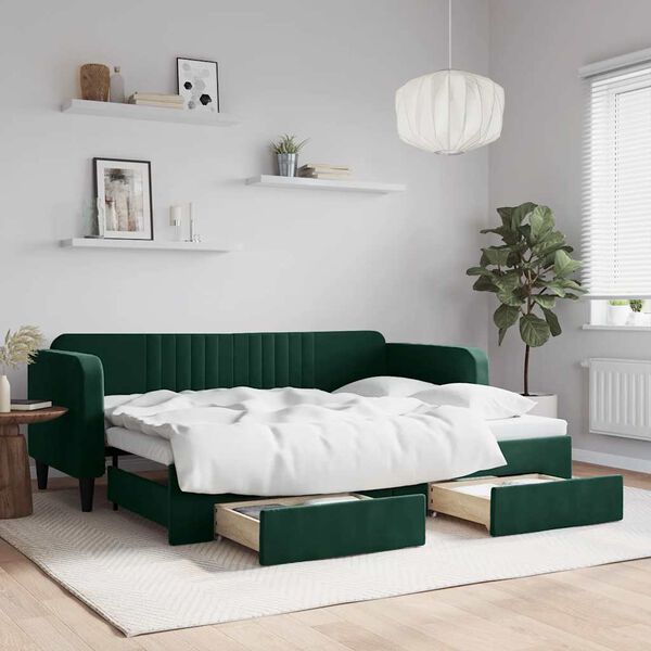 vidaXL Lit de jour avec gigogne et tiroirs sans matelas 80x200 cm