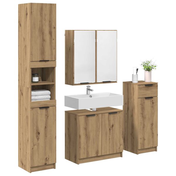 vidaXL Ensemble de mobilier de salle de bain 4 pcs Ch&ecirc;ne artisanal