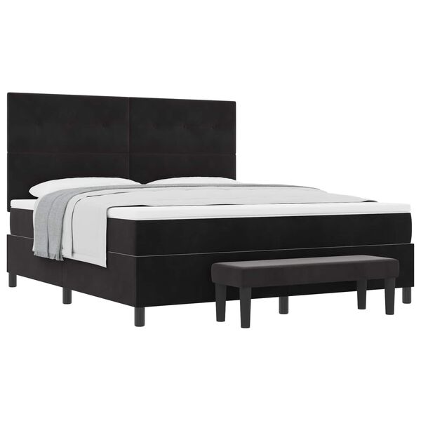 vidaXL Lit &agrave; ressorts avec matelas Noir 180 x 200 cm Velours