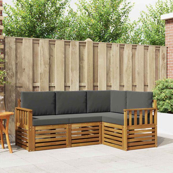 vidaXL Ensembles de canap&eacute;s avec coussin 4 pcs Naturel et Anthracite