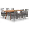 vidaXL Ensemble &agrave; manger de jardin 7 pcs Gris