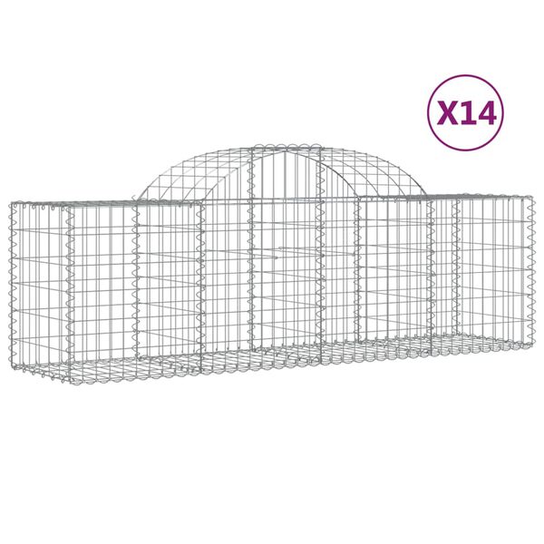 vidaXL Paniers &agrave; gabions arqu&eacute;s 14 pcs 200x50x60/80 cm fer galvanis&eacute;