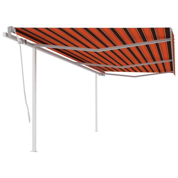 vidaXL Auvent manuel r&eacute;tractable avec poteaux 6x3 m Orange et marron
