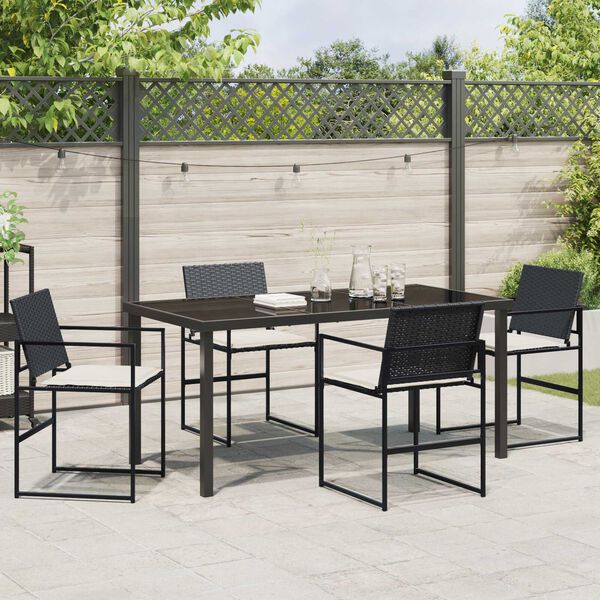 vidaXL Ensemble de salle &agrave; manger pour jardin 5 pcs Noir