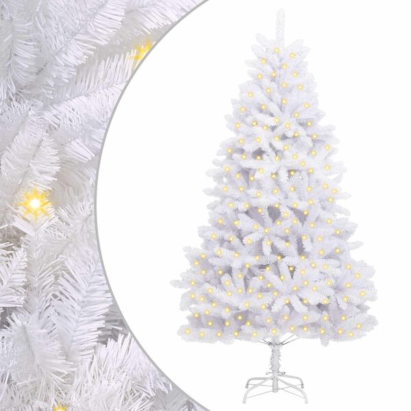 vidaXL Sapin de No&euml;l artificiel avec 300 LED Blanc 240 cm PVC et m&eacute;tal