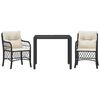 vidaXL Ensemble de bistro 3 pcs avec coussins noir r&eacute;sine tress&eacute;e