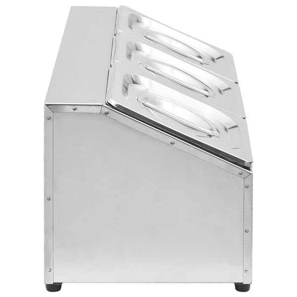 vidaXL Récipient Gastronorm avec 3 bacs GN 1/6 Acier inoxydable