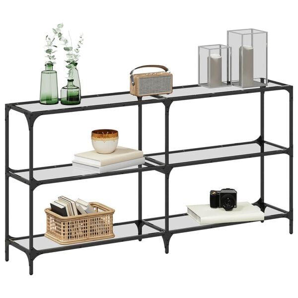 vidaXL Table console avec dessus en verre transparent 158,5x30x81 cm