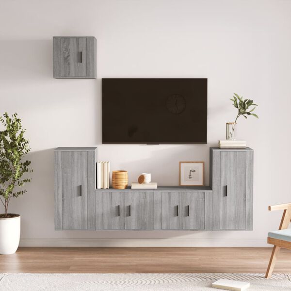 vidaXL Ensemble de meubles TV 5 pcs Sonoma gris Bois d'ing&eacute;nierie