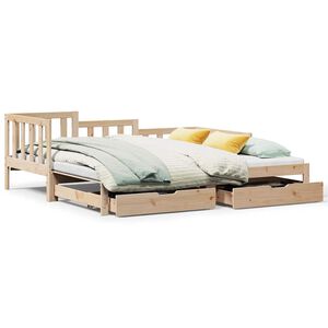 vidaXL Lit de jour avec gigogne et tiroirs sans matelas 90x190 cm