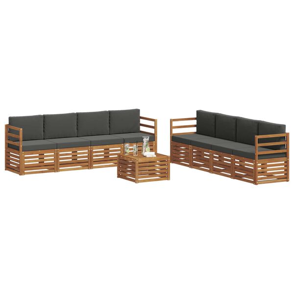 vidaXL Ensembles de canap&eacute;s avec coussin 9 pcs Naturel et Anthracite