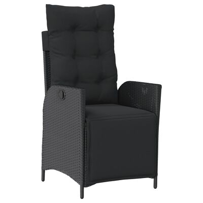 vidaXL Chaise inclinable de jardin et repose-pied noir résine tressée