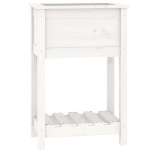 vidaXL Jardini&egrave;re avec &eacute;tag&egrave;re Blanc 54x34,5x81 cm Bois massif de pin