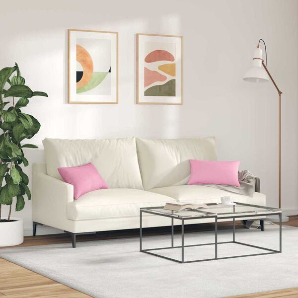 vidaXL Coussins de canap&eacute; 2 pcs Rose 50 x 30 cm tissu