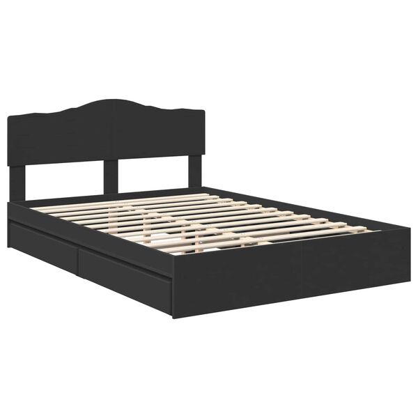 vidaXL Lit de Rangement Noir 150 x 200 cm Bois d'ing&eacute;nierie