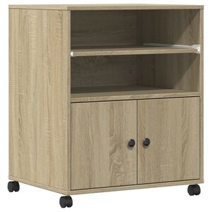 vidaXL Support d'imprimante avec roulettes ch&ecirc;ne sonoma 60x48x74 cm