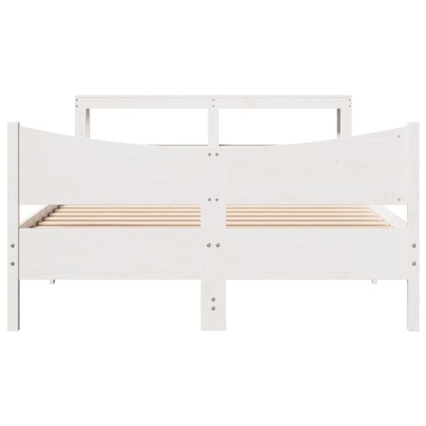 vidaXL Cadre de lit et t&ecirc;te de lit blanc 140x190 cm bois de pin massif