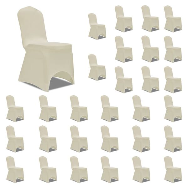 vidaXL Housses &eacute;lastiques de chaise Cr&egrave;me 30 pcs