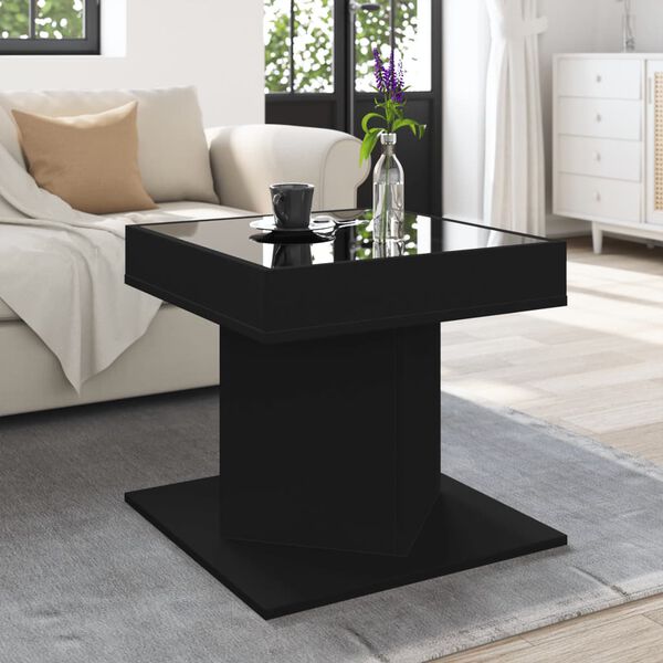 vidaXL Table basse avec LED noir 50x50x45 cm bois d'ingénierie