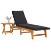 vidaXL Chaise longue avec table Résine tressée et bois massif d'acacia
