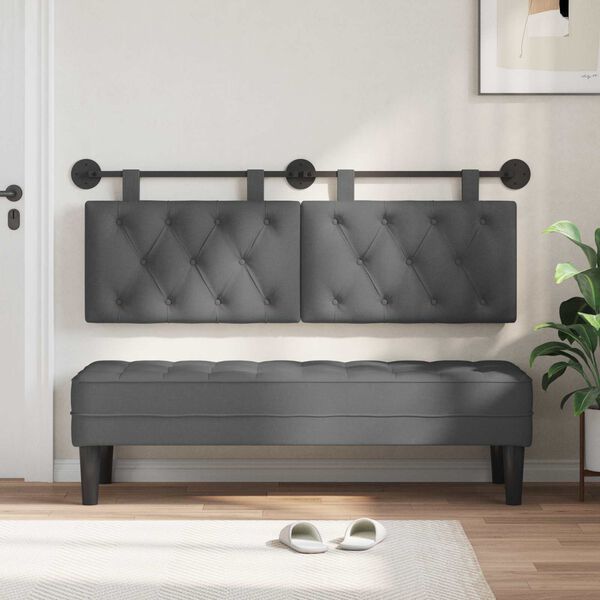 vidaXL T&ecirc;te de lit suspendue Gris fonc&eacute; 130 x 55 x 7 cm tissu