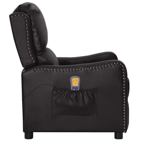 vidaXL Fauteuil de massage Noir Similicuir brillant
