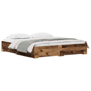 vidaXL Cadre de lit Bois Ancien 180 x 200 cm Bois d'ing&eacute;nierie