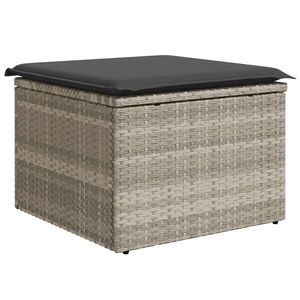 vidaXL Tabouret de jardin coussin gris clair 55x55x37cm r&eacute;sine tress&eacute;e