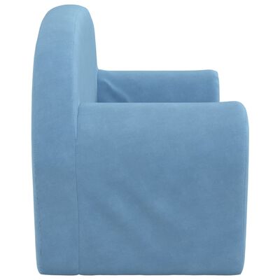 vidaXL Canapé-lit pour enfants 2 places bleu peluche douce
