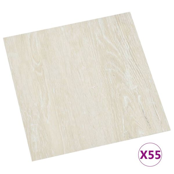 vidaXL Dalles de plancher autoadh&eacute;sives 55 pcs PVC 5,11 m&sup2; cr&egrave;me
