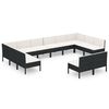 vidaXL Salon de jardin 12 pcs avec coussins r&eacute;sine tress&eacute;e noir