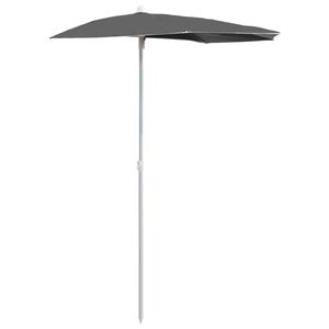 vidaXL Demi-parasol de jardin avec m&acirc;t 180x90 cm anthracite