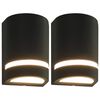 vidaXL Appliques murales d'ext&eacute;rieur 2 pcs 35 W Noir Demi-rond