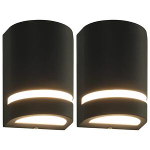 vidaXL Appliques murales d'ext&eacute;rieur 2 pcs 35 W Noir Demi-rond