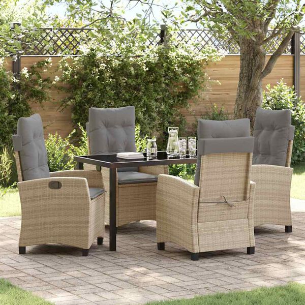 vidaXL Ensemble de salle &agrave; manger pour jardin 5 pcs Beige polyrotin