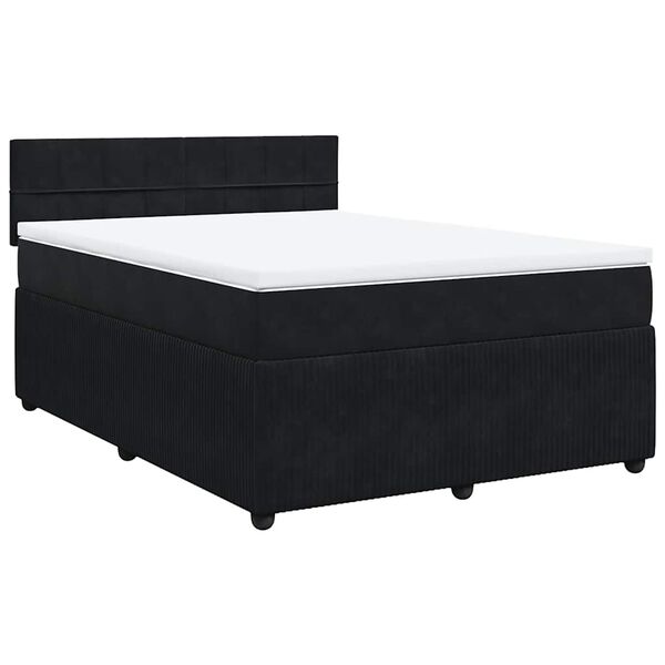 vidaXL Sommier &agrave; lattes de lit et matelas Noir 160x200 cm Velours